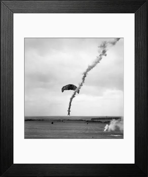 Framed Print : 50 years of Gunnery Anniversary: A member of the Free-Fall Team landing on target Framed Print : 50 years of Gunnery Anniversary: A member of the Free-Fall Team landing on target