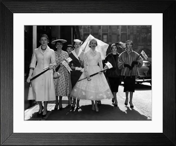 Framed Print : Londons Fashion Parade in Bond Street. In presenting the avenue of women Framed Print : Londons Fashion Parade in Bond Street. In presenting the avenue of women
