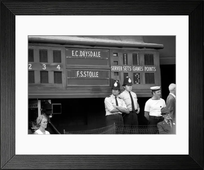 Framed Print : Wimbledon Tennis Championships 1970 1st Day. Policeman kept watch on the centre court Framed Print : Wimbledon Tennis Championships 1970 1st Day. Policeman kept watch on the centre court