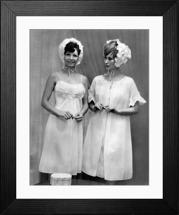 Framed Print : Reveille Fashions. Mannequins seen here modeling the latest in night attire