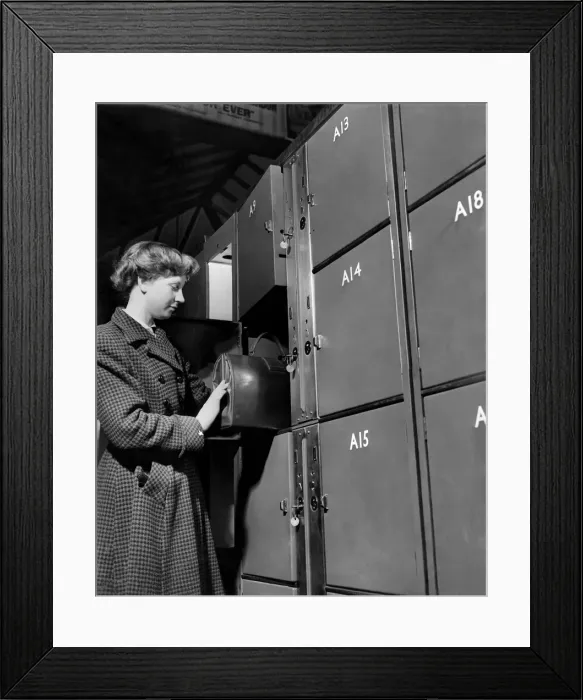 Framed Print : Luggage Deposit Boxes at Victoria Station Manchester April 1954 P007998 Framed Print : Luggage Deposit Boxes at Victoria Station Manchester April 1954 P007998