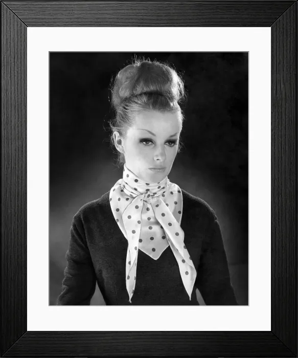 Framed Print : Reveille Fashions. Mannequinn modeling a scarf tied into a bow. January 1964 P007615 Framed Print : Reveille Fashions. Mannequinn modeling a scarf tied into a bow. January 1964 P007615