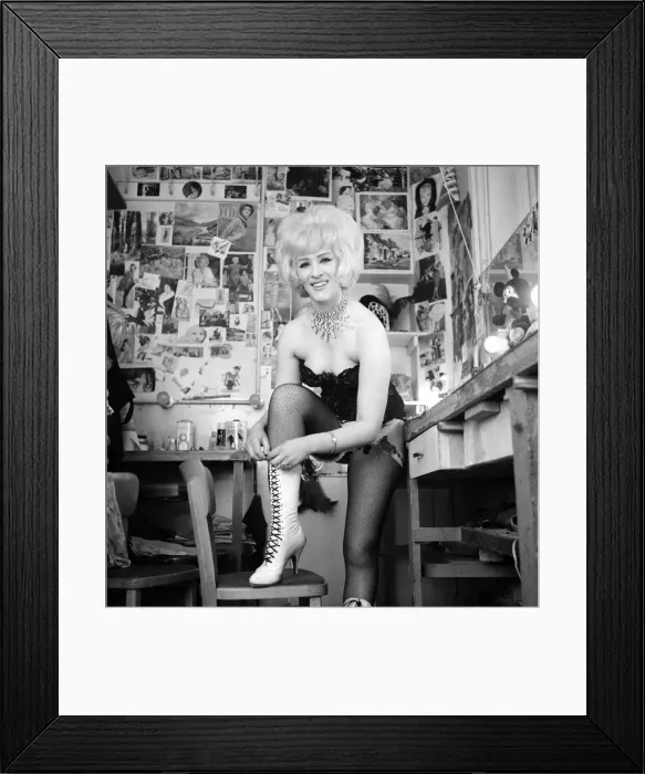 Framed Print : Show girl Audrey Crane seen here limbering up in her dressing room before going on stage Framed Print : Show girl Audrey Crane seen here limbering up in her dressing room before going on stage