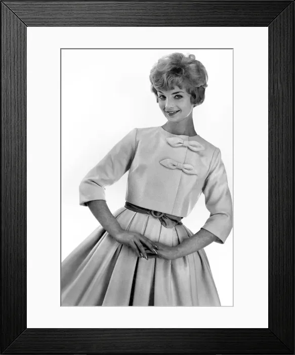 Framed Print : Reveille Fashions. Mannequin modeling a bow blouse jacket and pleated skirt Framed Print : Reveille Fashions. Mannequin modeling a bow blouse jacket and pleated skirt
