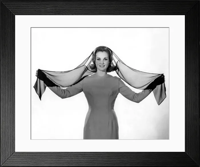 Framed Print : Reveille Fashions: Roma Reeves modeling a head scarf. February 1961 P006876 Framed Print : Reveille Fashions: Roma Reeves modeling a head scarf. February 1961 P006876