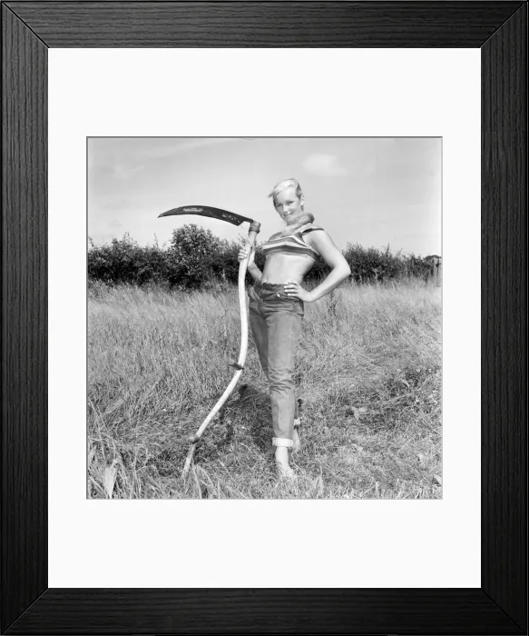 Framed Print : Model Maja Hafernik seen here working on the farm. 1965 E504-001 Framed Print : Model Maja Hafernik seen here working on the farm. 1965 E504-001