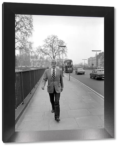 American actor Lee Marvin during a visit to England. February 1975 75-01082