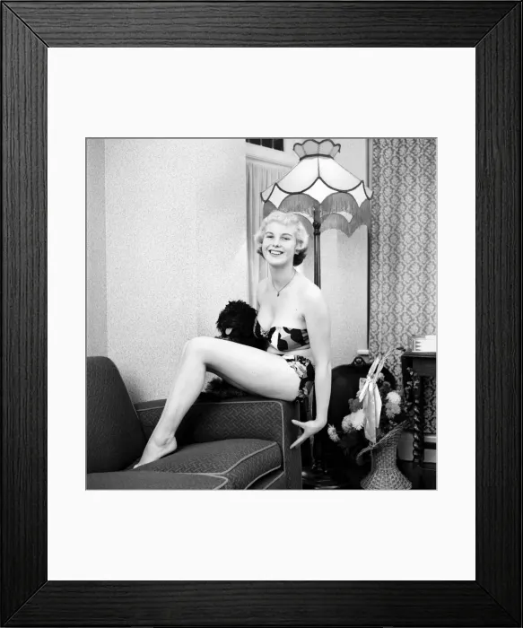 Framed Print : Pat Bolton seen here with her pet poodle dog. 1964 E298-013 Framed Print : Pat Bolton seen here with her pet poodle dog. 1964 E298-013