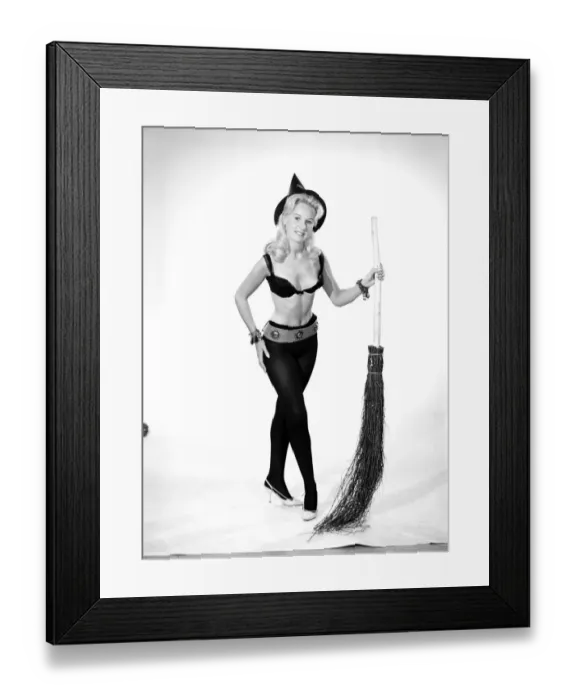 Framed Print : Model Brenda Bartlet dressed as a witch. October 1959 Framed Print : Model Brenda Bartlet dressed as a witch. October 1959