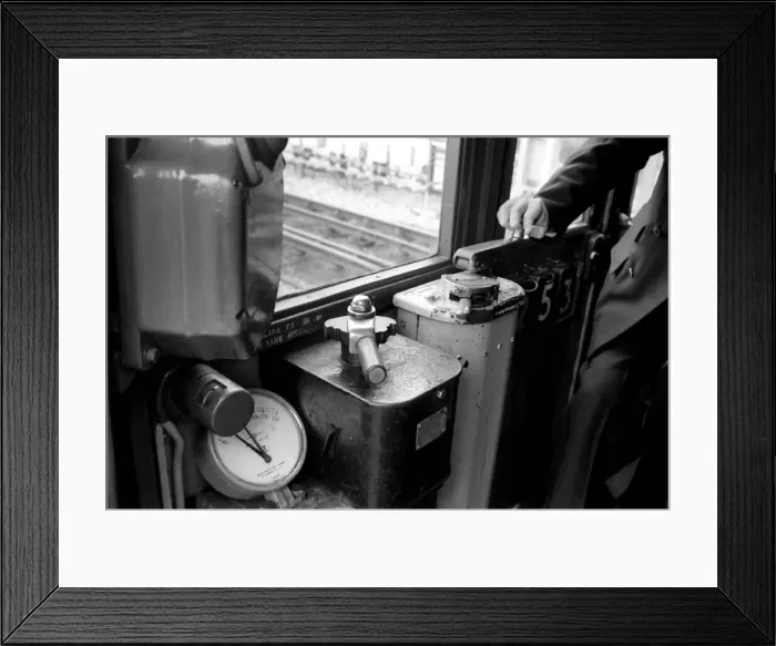 Framed Print : The Drivers compartment in a London tube of the same design as the one which crashed
