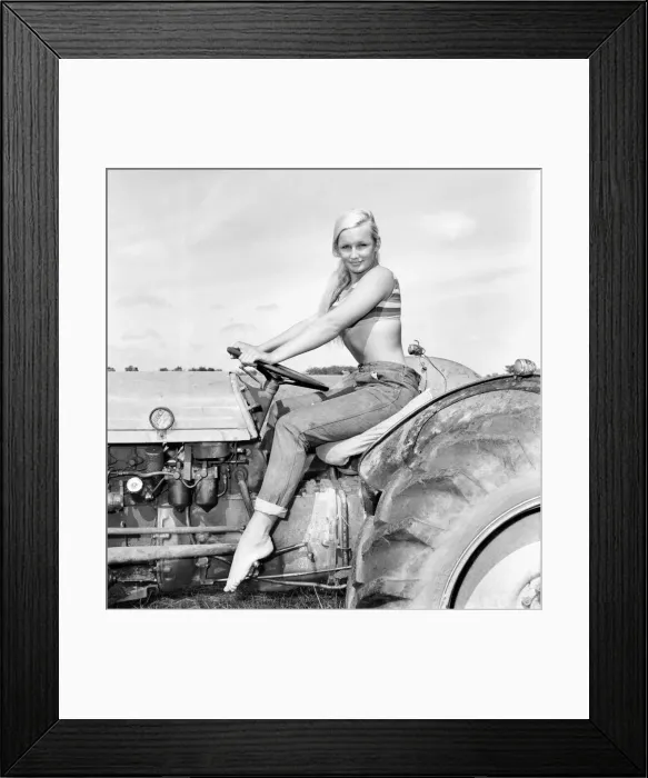 Framed Print : Model Maja Hafernik seen here working on the farm. 1965 E504-007 Framed Print : Model Maja Hafernik seen here working on the farm. 1965 E504-007