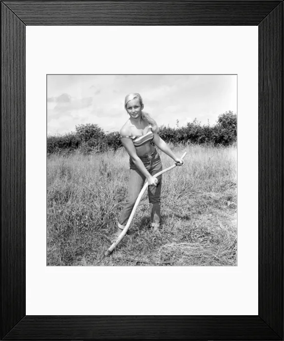 Framed Print : Model Maja Hafernik seen here working on the farm. 1965 E504-004 Framed Print : Model Maja Hafernik seen here working on the farm. 1965 E504-004