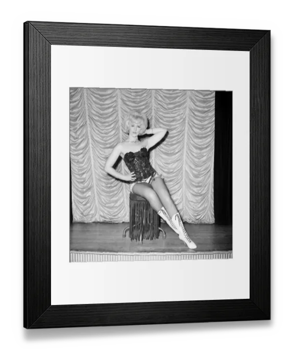 Framed Print : Show girl Audrey Crane seen here performing on stage 1962