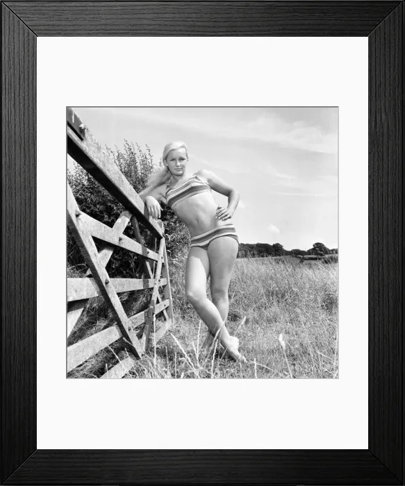 Framed Print : Model Maja Hafernik seen here working on the farm. 1965 E504