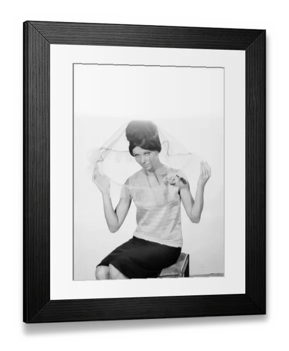 Framed Print : Clothing: Fashion: Hats: Woman wearing hats with veils. 1962 B1544