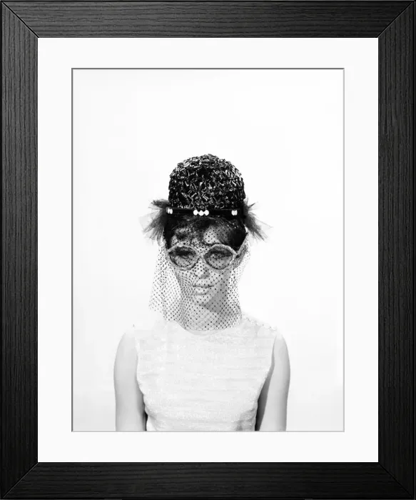 Framed Print : Clothing: Fashion: Hats: Woman wearing hats with veils and glasses. 1962 B1544-033
