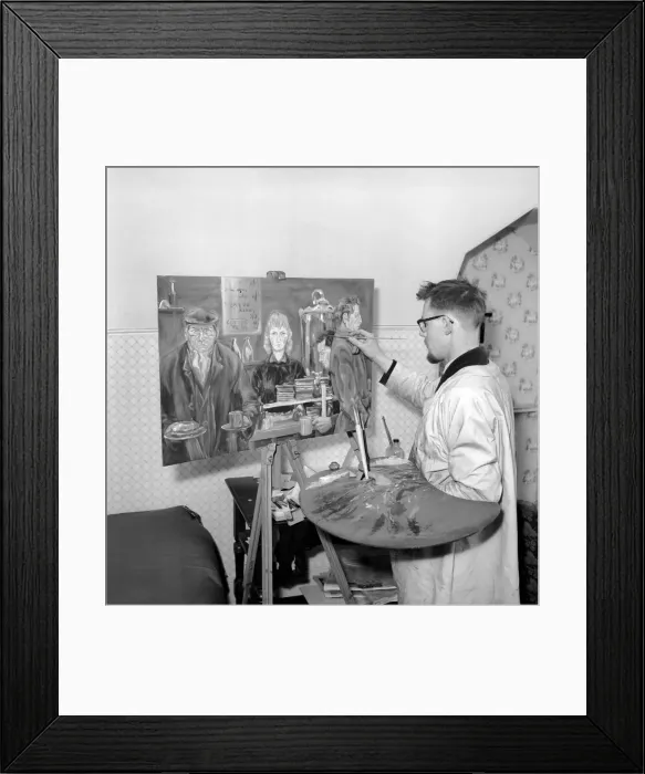 Framed Print : Artist P. J. Clare at work in his studio. 1957 Framed Print : Artist P. J. Clare at work in his studio. 1957