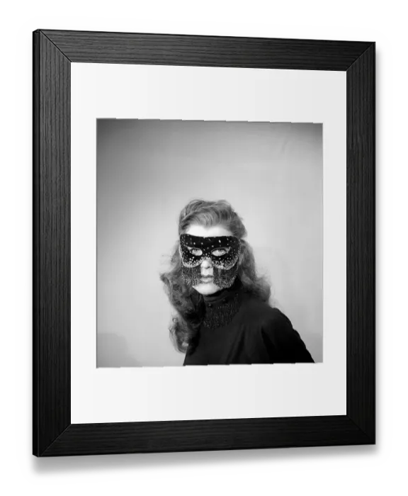 Framed Print : Woman wearing face masks. February 1953