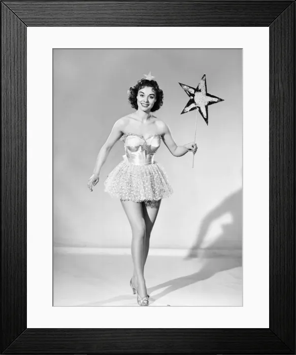 Framed Print : Woman wearing Christmas fairy fancy dress. 1959 Framed Print : Woman wearing Christmas fairy fancy dress. 1959