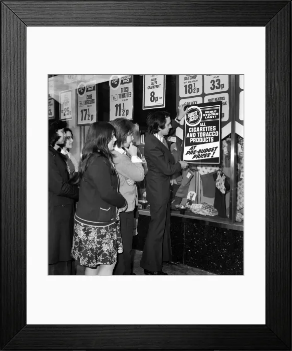 Framed Print : Tesco supervisor Tony Dobbin puts up pre-budget prices Framed Print : Tesco supervisor Tony Dobbin puts up pre-budget prices
