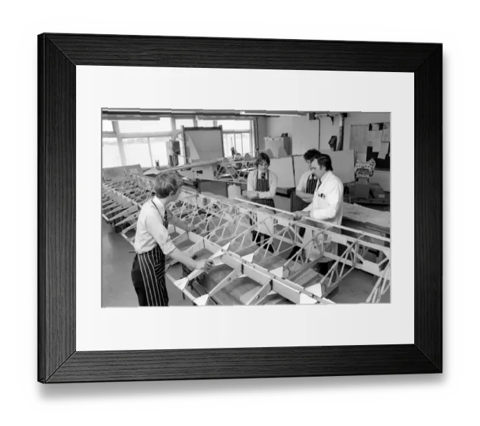 Framed Print : An aeroplane built by children from bits of wood and glue is confidently expected to fly Framed Print : An aeroplane built by children from bits of wood and glue is confidently expected to fly