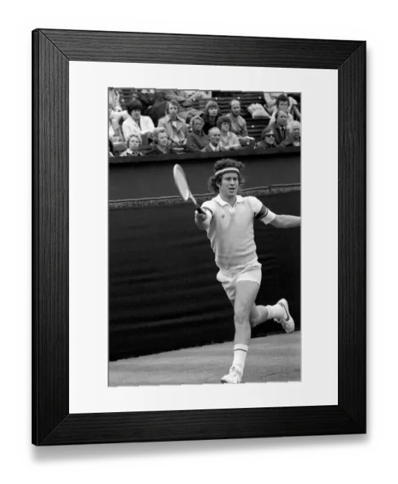 Framed Print : American tennis star John McEnroe in action at Queens Club. June 1980