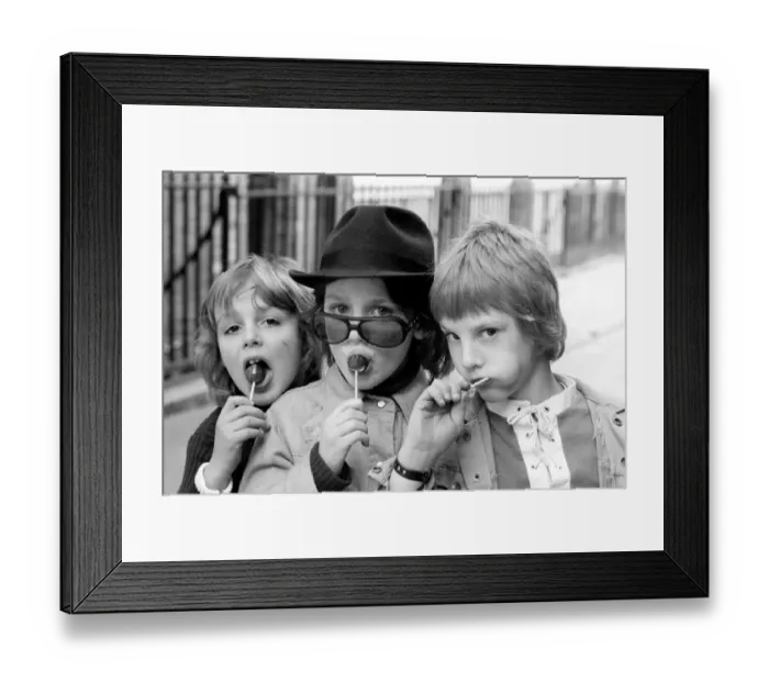 Framed Print : Children / Humour: The Kojak Kids: Three young Kojak fans who come from Holborn Left to Framed Print : Children / Humour: The Kojak Kids: Three young Kojak fans who come from Holborn Left to