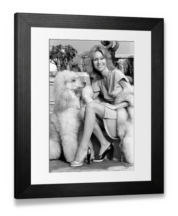 Framed Print : Woman and dog. Suzanna Leigh at todays photo session with her poodle Natashia