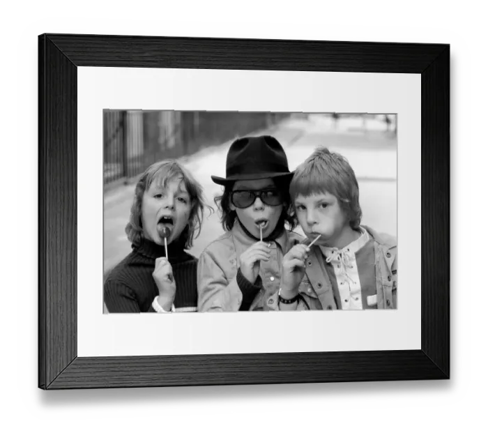 Framed Print : Children / Humour: The Kojak Kids: Three young Kojak fans who come from Holborn Left to Framed Print : Children / Humour: The Kojak Kids: Three young Kojak fans who come from Holborn Left to