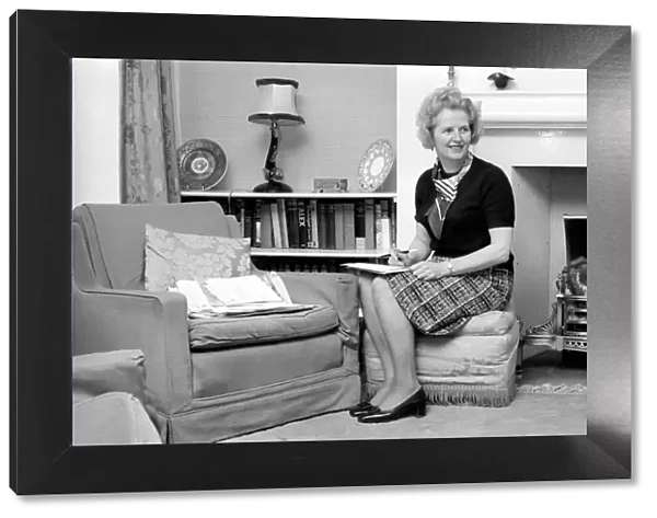 Margaret Thatcher M. P. at her Chelsea home. February 1975 75-00616-004