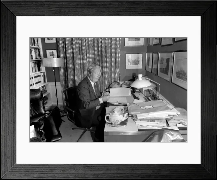 Framed Print : Mr. Edward Heath at home. Mr. Edward Heath, Leader of the Opposition signing letters Framed Print : Mr. Edward Heath at home. Mr. Edward Heath, Leader of the Opposition signing letters