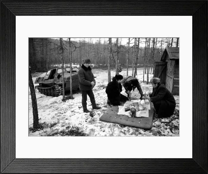 Framed Print : Construction. Frontier. Railway. Forest. Lifestyle. Siberia. Railroad Town. 77-02177-035