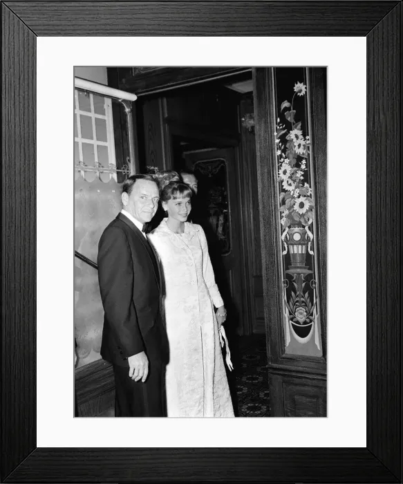 Framed Print : Frank sinatra and Mia farrow November 1965 attend Hollywood Party
