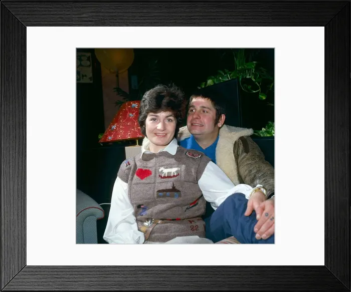 Framed Print : Ozzy Osbourne lead singer with Black Sabbath seen here with his wife Sharron Framed Print : Ozzy Osbourne lead singer with Black Sabbath seen here with his wife Sharron