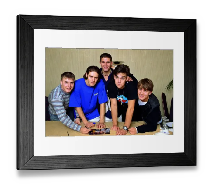 Framed Print : Pop group Take That left to right: Gary Barlow, Howard Donald, Jason Orange