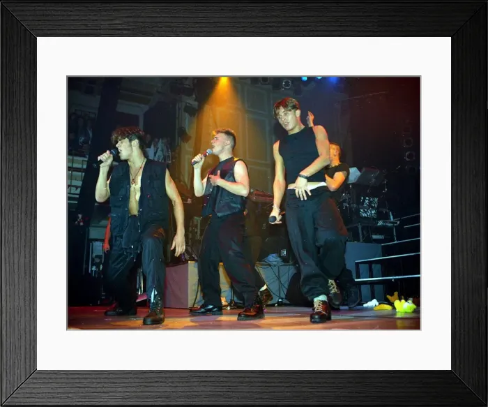 Framed Print : Pop group take That performing live on stage at a concert November 1992 Framed Print : Pop group take That performing live on stage at a concert November 1992