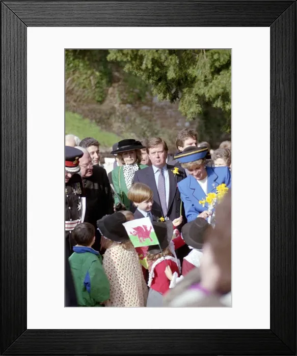 Framed Print : Princess Diana with her son, Prince William in Cardiff on St David