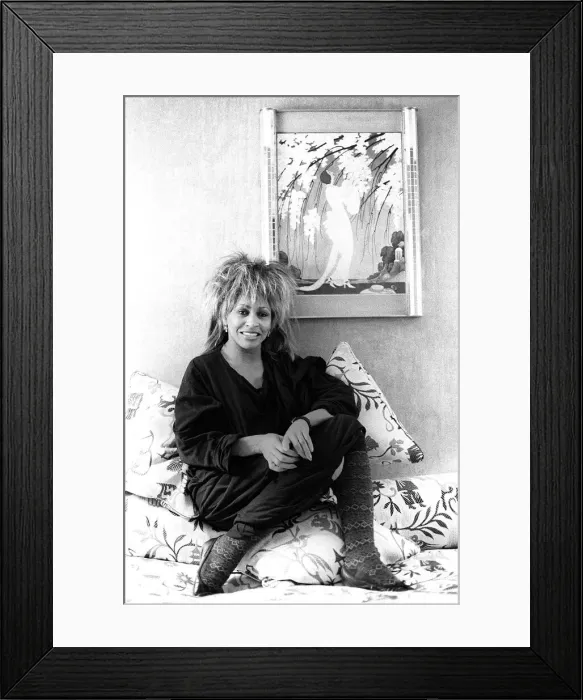 Framed Print : Singer Tina Turner on tour photographed in her hotel room in Paris