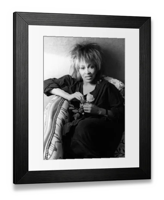 Framed Print : Singer Tina Turner on tour photographed in her hotel room in Paris