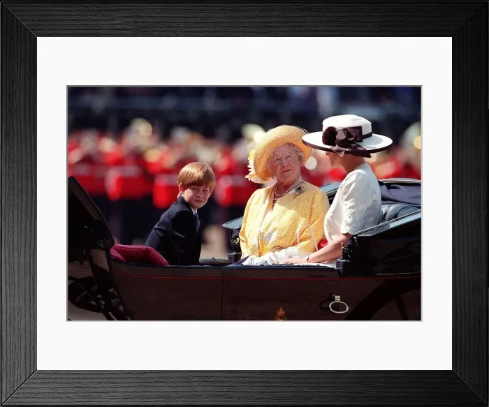 Framed Print : Queen Mother with Princess Diana at Trooping the Colour ceremony in London Framed Print : Queen Mother with Princess Diana at Trooping the Colour ceremony in London
