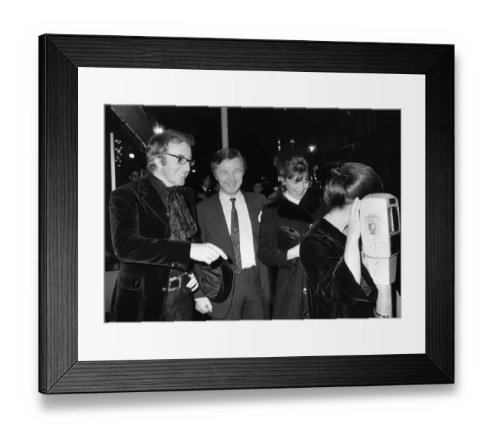 Framed Print : Princess Margaret outside Ronnie Scotts Jazz Club - January 1970 with Peter Sellers