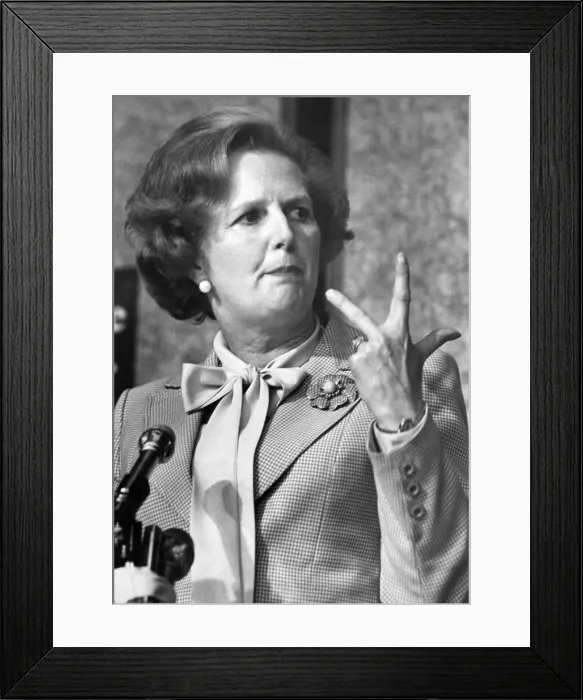 Framed Print : Margaret Thatcher gives a speech during a visit to Newcastle Framed Print : Margaret Thatcher gives a speech during a visit to Newcastle