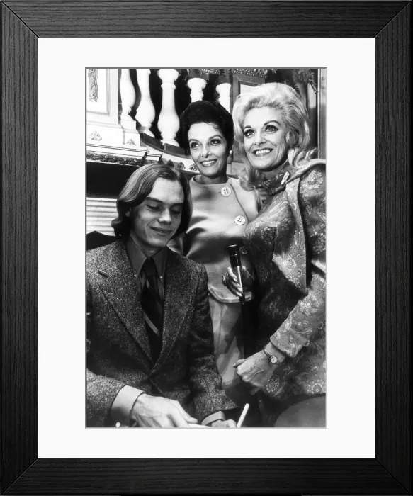 Framed Print : Jane Russell and her adopted son Tommy Cavanagh and Beryl Davis here on tour of Great Framed Print : Jane Russell and her adopted son Tommy Cavanagh and Beryl Davis here on tour of Great