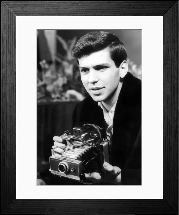 Framed Print : Frank Sinatra Junior son of Frank Sinatra with Polaroid camera