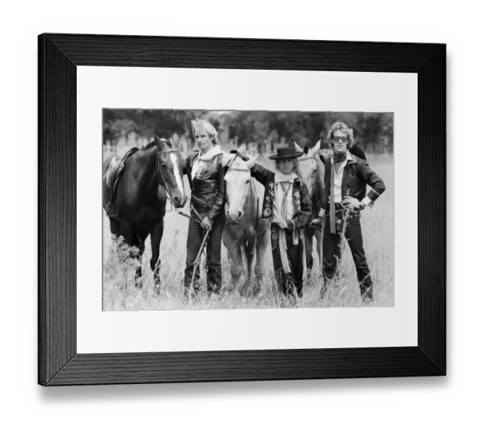 Framed Print : The rock group The Police pictured horse riding while on tour in South America Framed Print : The rock group The Police pictured horse riding while on tour in South America