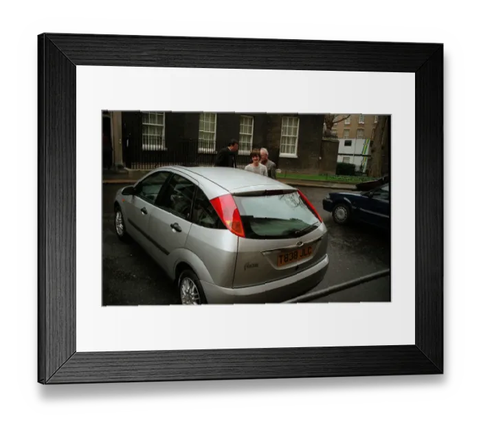 Framed Print : Cherie Blair leaving Downing Street in her Ford Focus Framed Print : Cherie Blair leaving Downing Street in her Ford Focus