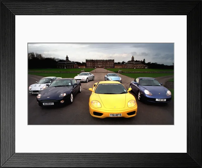 Framed Print : Some of the worlds most desireable sportscars lineup outside Hopetoun House in