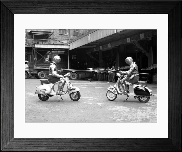 Framed Print : Knights of the road Ray Cart and Anthony Bassadome members of the Vespa club seen