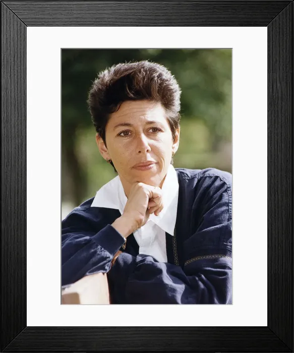 Framed Print : Sally Becker the British aid worker pictured in the park near her Brighton home before