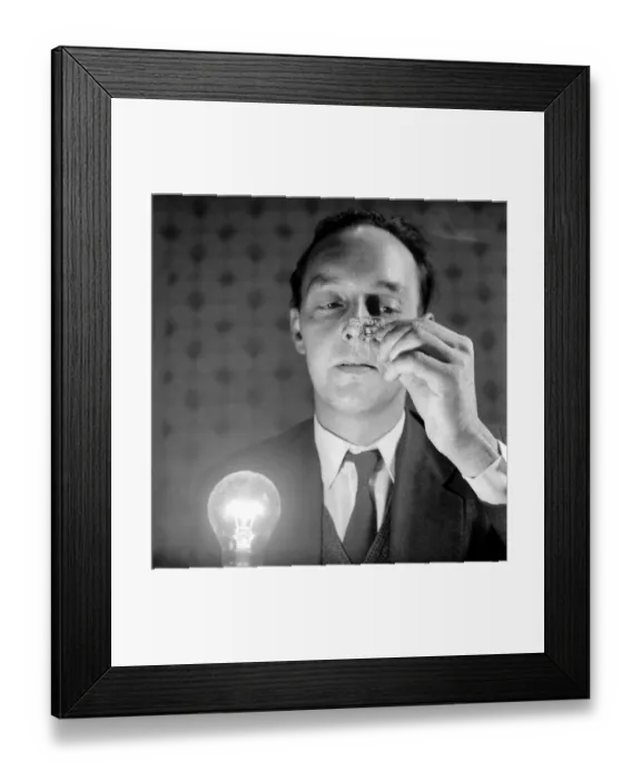 Framed Print : Man creating a ship in a bottle model: 1965 A1211-002 Framed Print : Man creating a ship in a bottle model: 1965 A1211-002